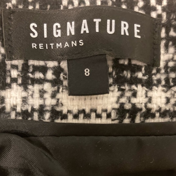 Plaid Black and White Tweed Pencil Skirt Size 8 Reitmans - Picture 2 of 3